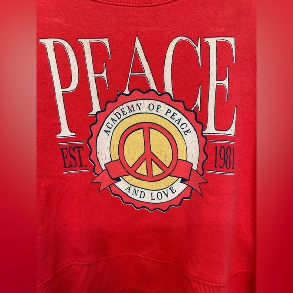 Chaser pink Peace Academy pullover cropped sweatshirt. NWT - Picture 4 of 6